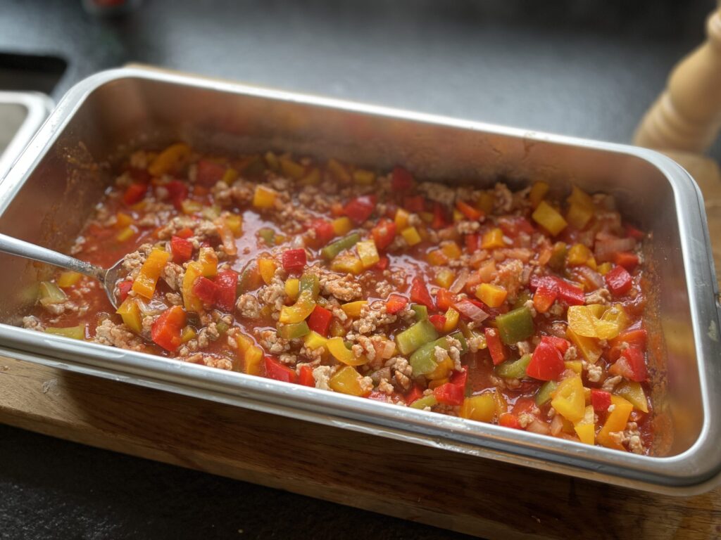 pasta met paprikasaus in stoomoven